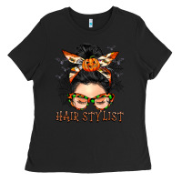 Black Hair stylist messy bun Ladies Tee - BarkalooDesign