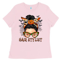 Hair Stylist Messy Bun Ladies Tee | Teevron