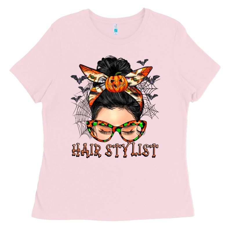 Hair Stylist Messy Bun Ladies Tee by BarkalooDesign | Teevron