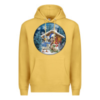 Antique Gold Winter Farm Animals Premium Hoodie - FaDigitalArtStudio