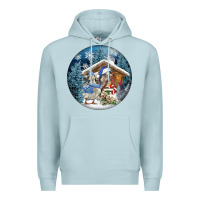 Blue Mist Winter Farm Animals Premium Hoodie - FaDigitalArtStudio