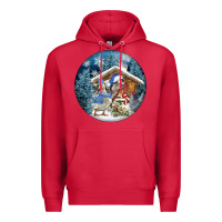 Cardinal Winter Farm Animals Premium Hoodie - FaDigitalArtStudio