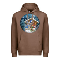 Chestnut Winter Farm Animals Premium Hoodie - FaDigitalArtStudio