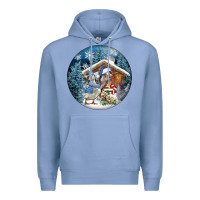 Colony Blue Winter Farm Animals Premium Hoodie - FaDigitalArtStudio