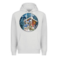 Dove Grey Winter Farm Animals Premium Hoodie - FaDigitalArtStudio