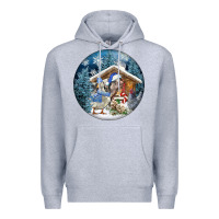 Heather Grey Winter Farm Animals Premium Hoodie - FaDigitalArtStudio