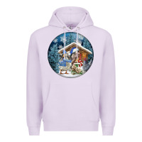 Lilac Winter Farm Animals Premium Hoodie - FaDigitalArtStudio