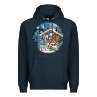Navy Winter Farm Animals Premium Hoodie - FaDigitalArtStudio