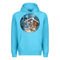 Ocean Blue Winter Farm Animals Premium Hoodie - FaDigitalArtStudio