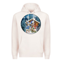 Pale Pink Winter Farm Animals Premium Hoodie - FaDigitalArtStudio