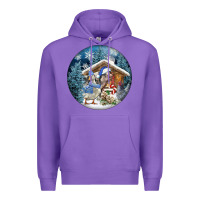 Purple Winter Farm Animals Premium Hoodie - FaDigitalArtStudio