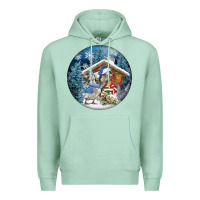 Seafoam Winter Farm Animals Premium Hoodie - FaDigitalArtStudio