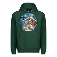 Sports Green Winter Farm Animals Premium Hoodie - FaDigitalArtStudio