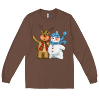 Chestnut christmas reindeer snowman Long Sleeve Tee - CowGirlArtShop