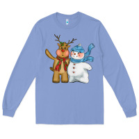 Colony Blue christmas reindeer snowman Long Sleeve Tee - CowGirlArtShop