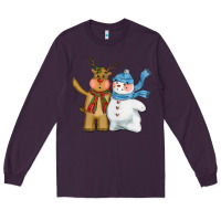 Plum christmas reindeer snowman Long Sleeve Tee - CowGirlArtShop