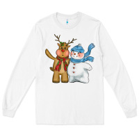 White christmas reindeer snowman Long Sleeve Tee - CowGirlArtShop
