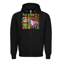 Black Life Begins After Coffee Zipper Hoodie - CowhideDigitalArt