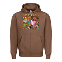 Chestnut Life Begins After Coffee Zipper Hoodie - CowhideDigitalArt