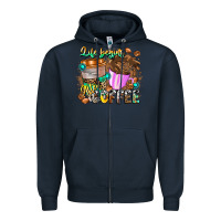 Navy Life Begins After Coffee Zipper Hoodie - CowhideDigitalArt