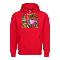 Red Life Begins After Coffee Zipper Hoodie - CowhideDigitalArt
