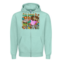 Seafoam Life Begins After Coffee Zipper Hoodie - CowhideDigitalArt