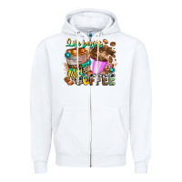 White Life Begins After Coffee Zipper Hoodie - CowhideDigitalArt
