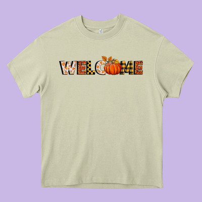 Welcome Pumpkin Heavy Core Tee Designed By Bundleandbundleshop
