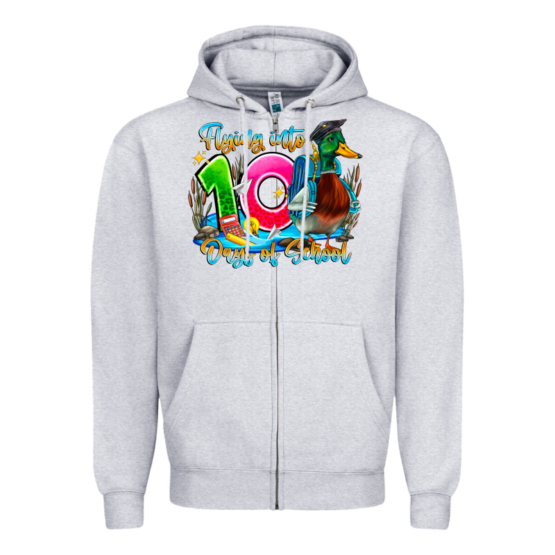 Name Flying Into 100 Days Of School Zipper Hoodie by CowhideDigitalArt | Teevron