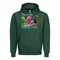 Sports Green name flying into 100 days of school Zipper Hoodie - CowhideDigitalArt