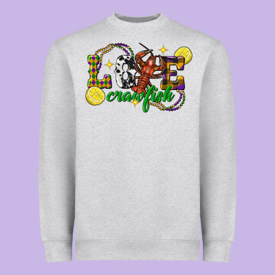 Mardi Gras Love Crawfish Heavyweight Sweatshirt Designed By Fadigitalartstudio