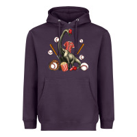 Plum brachiosaurus with baseball Heavyweight Hoodie - Artiststas