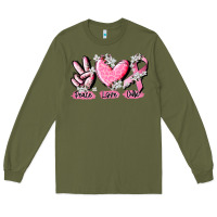 Army Green peace love cure breast cancer Long Sleeve Tee - CowGirlArtShop