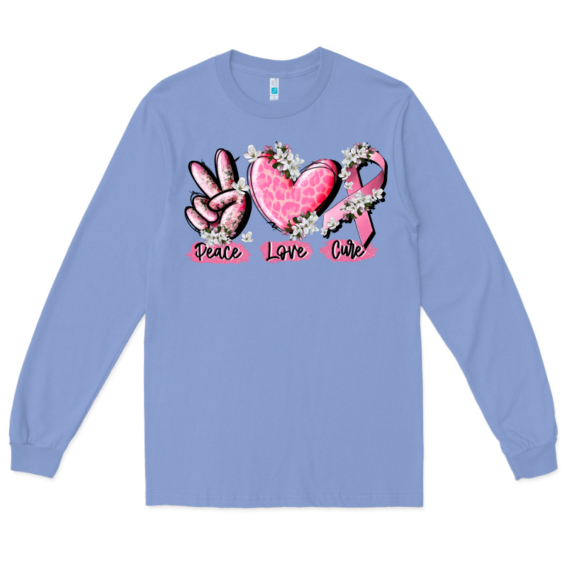 Peace Love Cure Breast Cancer Long Sleeve Tee by CowGirlArtShop | Teevron