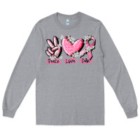 Heather Grey peace love cure breast cancer Long Sleeve Tee - CowGirlArtShop