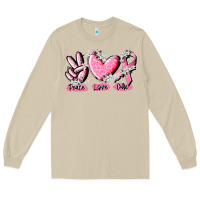 Mushroom peace love cure breast cancer Long Sleeve Tee - CowGirlArtShop