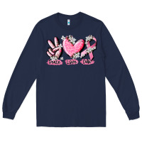 Navy peace love cure breast cancer Long Sleeve Tee - CowGirlArtShop