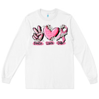 White peace love cure breast cancer Long Sleeve Tee - CowGirlArtShop