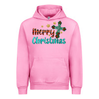 Fuchsia Pink merry christmas turquoise gemstones cross Urban Hoodie - BarkalooDesign