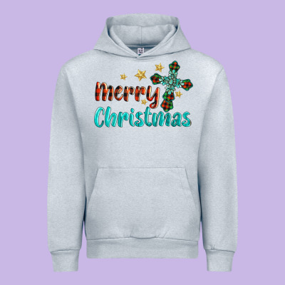 Merry Christmas Turquoise Gemstones Cross Urban Hoodie Designed By Barkaloodesign