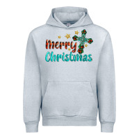 Heather Grey merry christmas turquoise gemstones cross Urban Hoodie - BarkalooDesign