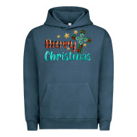 Pigment Midnight Navy merry christmas turquoise gemstones cross Urban Hoodie - BarkalooDesign