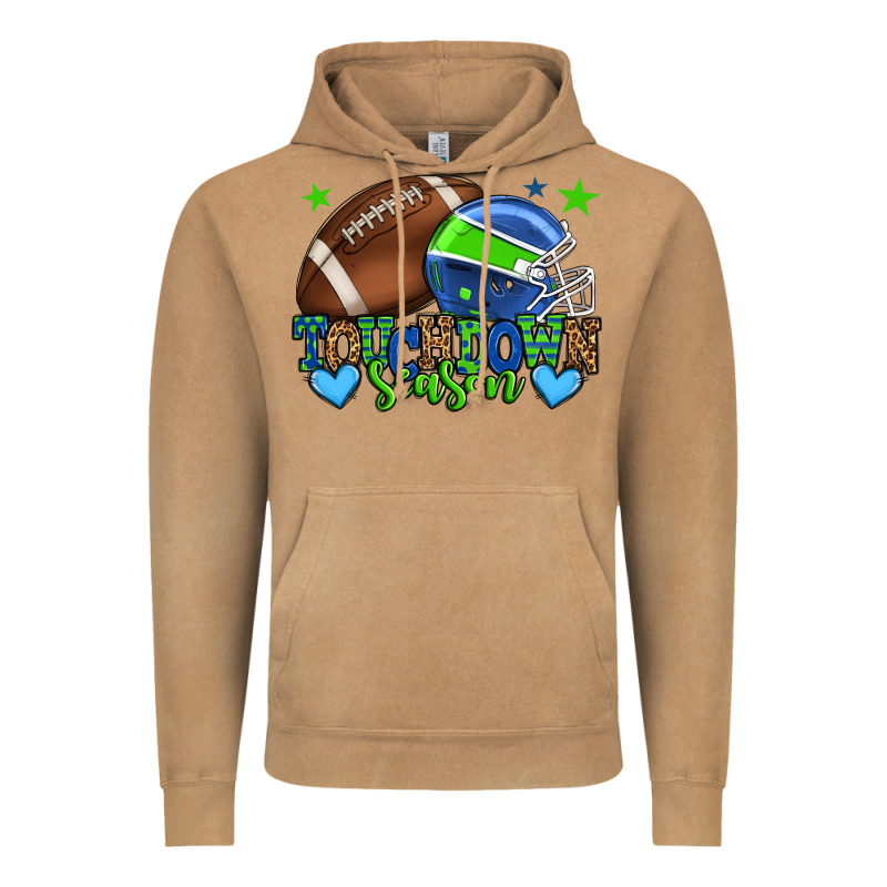 Touchdown Season American Football Green And Blue Vintage Hoodie by HowdyJamesFarm | Teevron