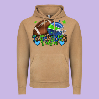 Touchdown Season American Football Green And Blue Vintage Hoodie Designed By Howdyjamesfarm