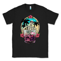 Black summer skeleton cocktail Classic Tee - NancyCooperArtShop