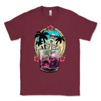 Burgundy summer skeleton cocktail Classic Tee - NancyCooperArtShop