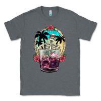 Charcoal Heather summer skeleton cocktail Classic Tee - NancyCooperArtShop