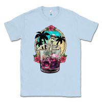 Dusty Blue summer skeleton cocktail Classic Tee - NancyCooperArtShop