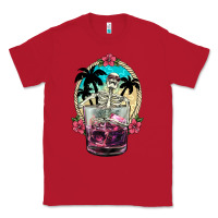 Red summer skeleton cocktail Classic Tee - NancyCooperArtShop