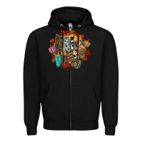 Black Fall Vibes Zipper Hoodie - CowhideDigitalArt